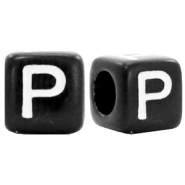Buchstaben Perlen aus Acryl P Schwarz