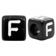 Buchstaben Perlen aus Acryl F Schwarz