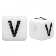 Buchstaben Perlen aus Acryl V Weiss