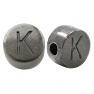 Perlen Buchstabe DQ  K Silber anthrazit (nickelfrei)