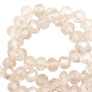 Top Glas Facett Perlen 4x3 mm disc Light champagne-pearl shine coating