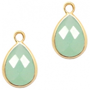 Anh&auml;nger Kristallglas tropfenform 6x8mm Green opal-gold