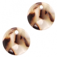 Resin Anh&auml;nger rund 12mm Mixed beige brown