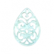 Resin Anh&auml;nger Tropfen Barock 38x27mm Bleached aqua