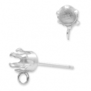 925 Silber Zubeh&ouml;r Ohrstecker mit Fassung f&uuml;r Swarovski PP32 (4mm) mit &Ouml;se Silber