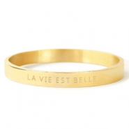 Armb&auml;nder aus Stainless Steel - Rostfreiem Stahl "LA VIE EST BELLE" Gold