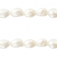 BQ S&uuml;sswasserperlen Nugget oval 7x3mm Natural white 
