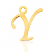 Stainless Steel - Rostfrei Stahl Anh&auml;nger Initial Y Gold