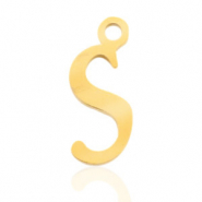 Stainless Steel - Rostfrei Stahl Anh&auml;nger Initial S Gold