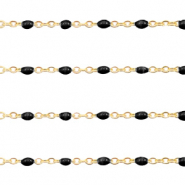 Stainless Steel - Rostfrei Stahl Schmuckzubeh&ouml;r Gliederkette 1mm Schwarz-gold