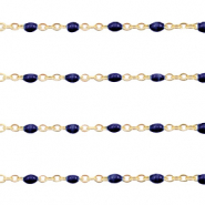 Stainless Steel - Rostfrei Stahl Schmuckzubeh&ouml;r Gliederkette 1mm Dunkel blau-gold