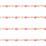 Stainless Steel - Rostfrei Stahl Schmuckzubeh&ouml;r Gliederkette 1mm Pink-gold
