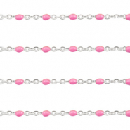 Stainless Steel - Rostfrei Stahl Schmuckzubeh&ouml;r Gliederkette 1mm Fuchsia-silber