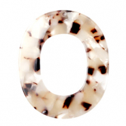 Resin Anh&auml;nger Oval 48x40mm Mixed beige brown