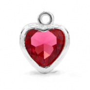 Anh&auml;nger Kristallglas Herz Indian pink-silver