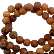 Naturstein Perlen Chalcedon (Quarz) 6mm matt Multicolour dark brown