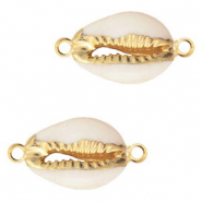 Muschel Perlen Zwischenst&uuml;ck Specials Kauri Cream beige-gold