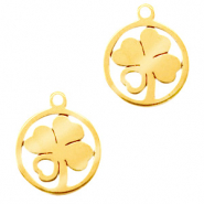 Stainless Steel - Rostfreiem Stahl Anh&auml;nger Gl&uuml;cksklee Gold