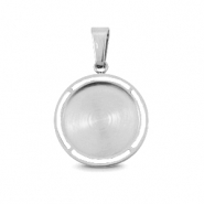 Polaris Steel Anh&auml;nger aus Stainless Steel mit Fassung f&uuml;r 12mm Cabochon Silber