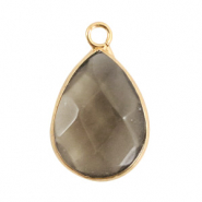 Naturstein Anh&auml;nger Tropfenform Black diamond-gold
