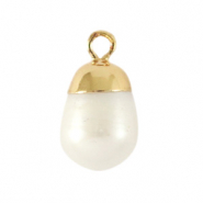 BQ S&uuml;sswasserperlen Anh&auml;nger round Gold-Natural white
