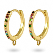 Zirkonia Rainbow Creolen mit &Ouml;se Gold