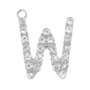 Basic Quality Metall Anh&auml;nger Strass Initiale W Antik silber