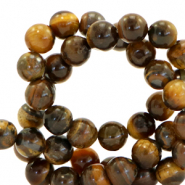 Naturstein Perlen Tigerauge 6mm Multicolour brown