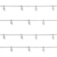 Stainless Steel - Rostfrei Stahl Schmuckzubeh&ouml;r Gliederkette Federn Silber