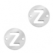 Stainless Steel - Rostfreiem Stahl Anh&auml;nger Zwischenst&uuml;ck rund 10mm Initial coin Z Silber