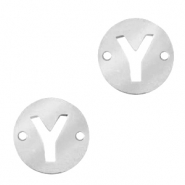 Stainless Steel - Rostfreiem Stahl Anh&auml;nger Zwischenst&uuml;ck rund 10mm Initial coin Y Silber