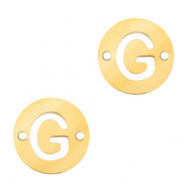 Stainless Steel - Rostfrei Stahl Anh&auml;nger Zwischenst&uuml;ck 10mm Initial coin G Gold