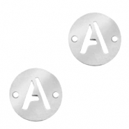 Stainless Steel - Rostfrei Stahl Anh&auml;nger Zwischenst&uuml;ck 10mm Initial coin A Silber