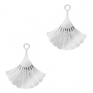 Stainless Steel - Rostfrei Stahl Anh&auml;nger Ginkgo Blatt Silber