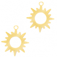 Stainless Steel - Rostfrei Stahl Anh&auml;nger Sonne Gold