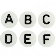 Buchstaben Perlen aus Acryl glow-in-the-dark mix Off white-black
