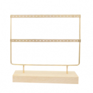 Schmuckdisplay f&uuml;r Ohrringe zwei Reihen mit Holz St&auml;nder Natural-gold