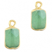 Naturstein Anh&auml;nger Rechteck Ocean green-gold