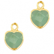 Naturstein Anh&auml;nger Herz Ocean green-gold