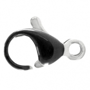 Stainless Steel - Rostfreiem Stahl Schmuckzubeh&ouml;r Karabinerverschluss 10mm Schwarz-silber