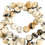 6 mm Naturstein Perlen rund Beige-black