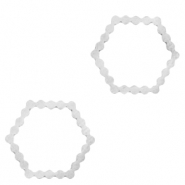 Stainless Steel - Rostfrei Stahl Anh&auml;nger/Zwischenst&uuml;ck Hexagon Silber