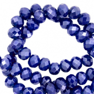 Top Glas Facett Perlen 6x4 mm rondellen Egyptian blue-pearl shine coating