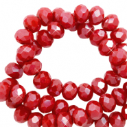 Top Glas Facett Perlen 4x3 mm rondellen Red samba-pearl shine coating