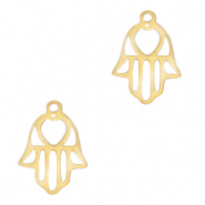 Stainless Steel - Rostfrei Stahl Anh&auml;nger Hamsa Hand Gold
