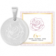 Mix & Match Anh&auml;nger aus Stainless Steel - Rostfreiem Stahl 15mm Birth flower June-Rose Silber