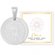 Mix & Match Anh&auml;nger aus Stainless Steel - Rostfreiem Stahl 15mm Birth flower April-Daisy Silber