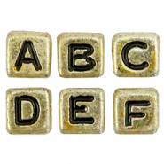 Buchstaben Perlen aus Acryl Mix Gold-black