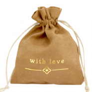 Schmuckbeutel "with love" Light brown-gold
