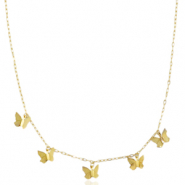Gliederkette aus Stainless Steel - Rostfreiem Stahl Schmetterling Gold